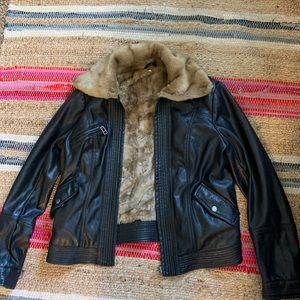 Free People faux leather + fur jacket